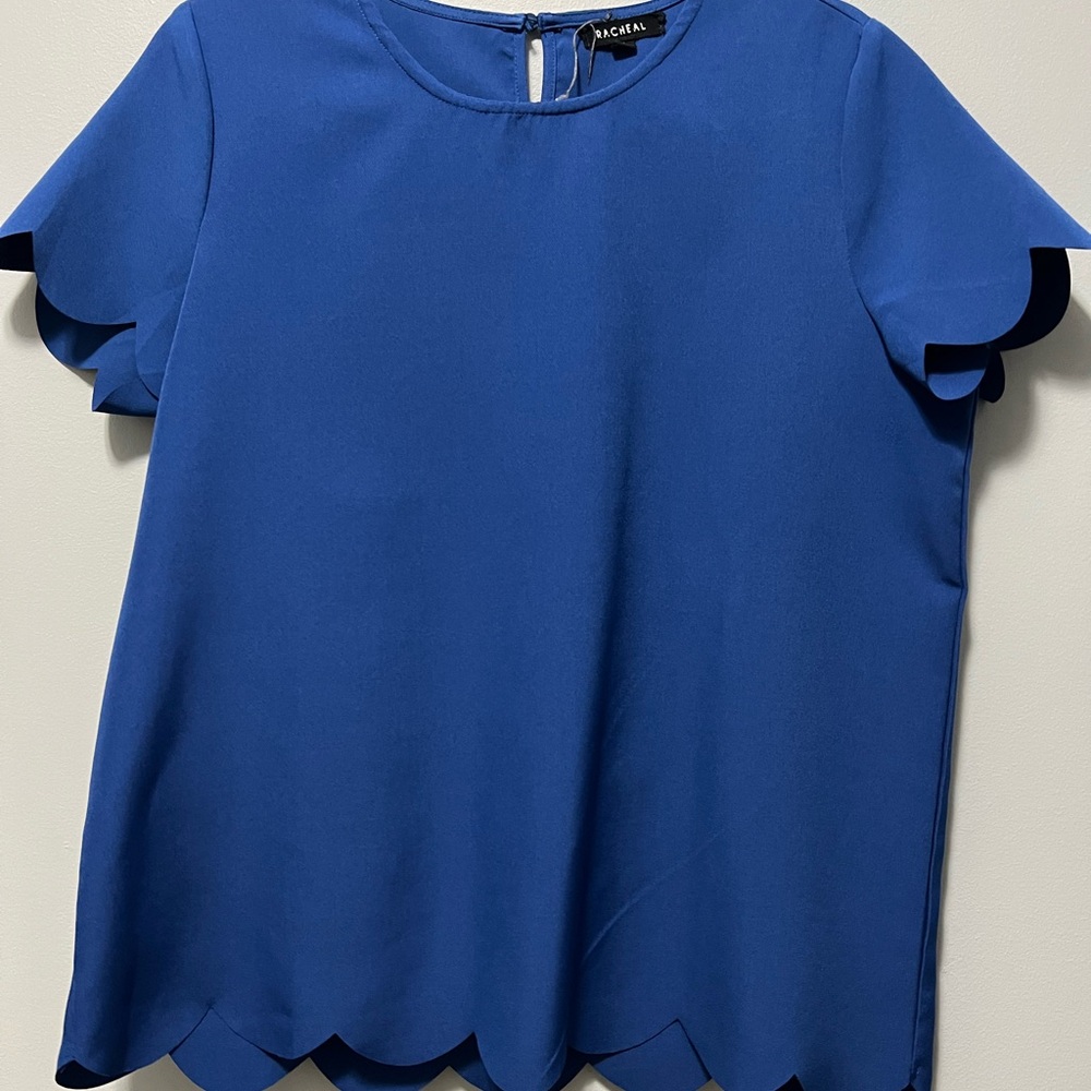 Rachel Royal Blue Scalloped Sleeve Blouse